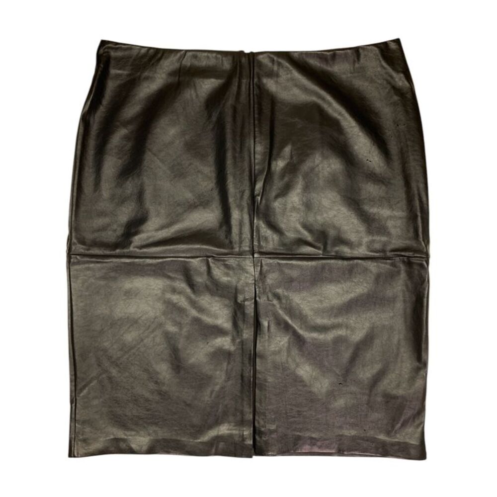 Black - Edited by Hunter McGrady Womens Faux Leather Midi Skirt, High-Rise, Plus